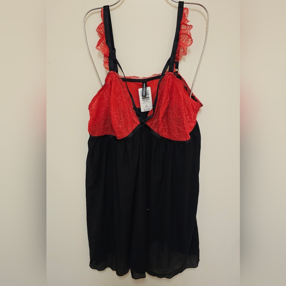Torrid Mesh Cap Sleeve Strappy Babydoll Size 3X, Color Red & Black NWT
